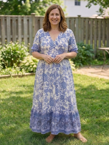 Clara – Robe midi fluide fleurie