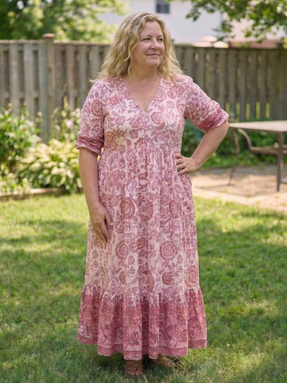 Clara – Robe midi fluide fleurie