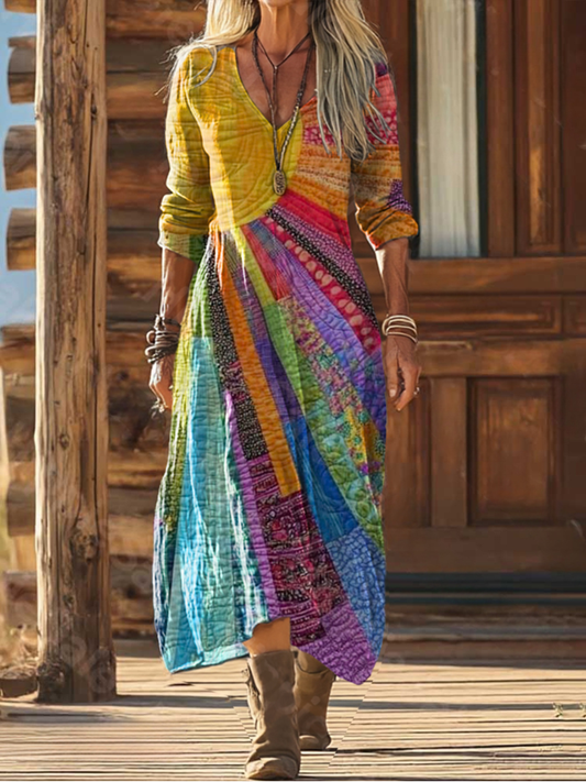 Solène – Robe bohème fluide motif soleil