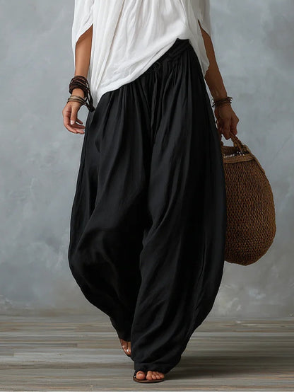 Ensemble Blanc Top Épaules Dénudées et Pantalon Lanterne Ample