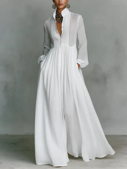 Robe Maxi Intemporelle Alma avec Col Chic
