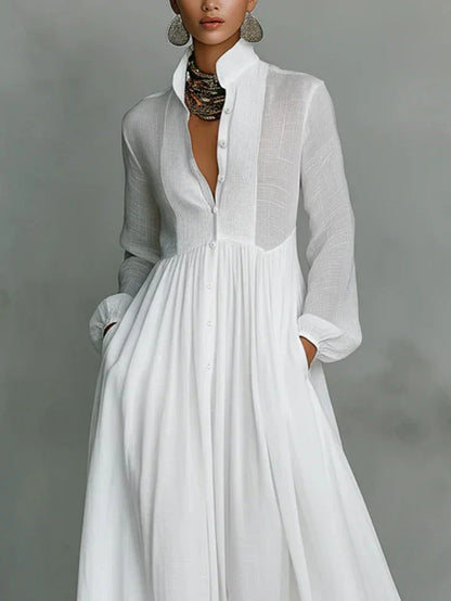 Robe Maxi Intemporelle Alma avec Col Chic