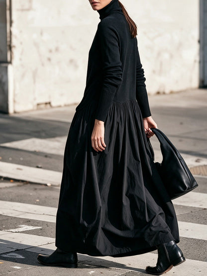 Robe maxi oversize à col montant avec poches