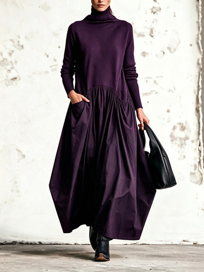 Robe maxi oversize à col montant avec poches