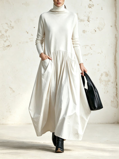 Robe maxi oversize à col montant avec poches