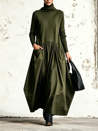 Robe maxi oversize à col montant avec poches