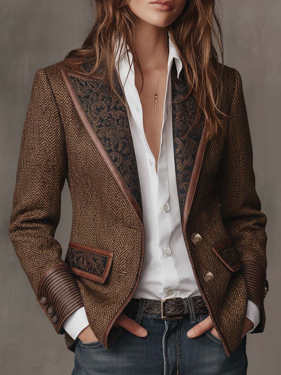Consuelo - Blazer à Panneaux Houndstooth