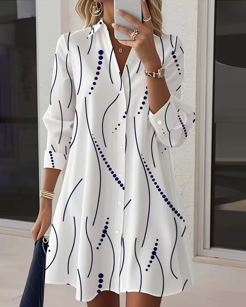 Camille – Robe chemise col ondulé