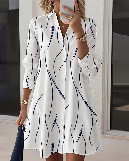 Camille – Robe chemise col ondulé