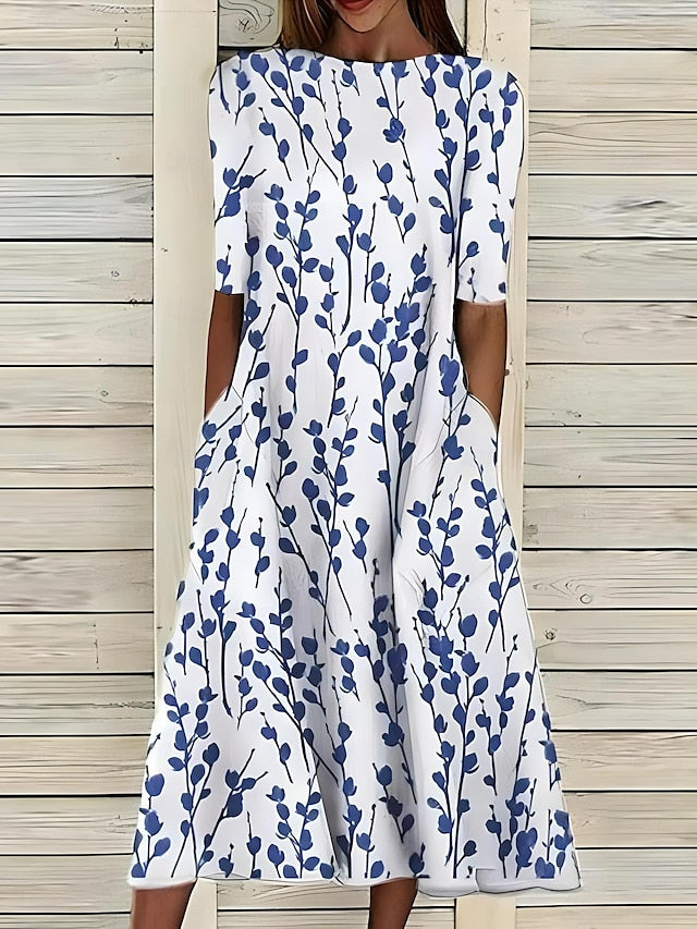 Annie – Robe midi fluide et confortable à imprimé floral