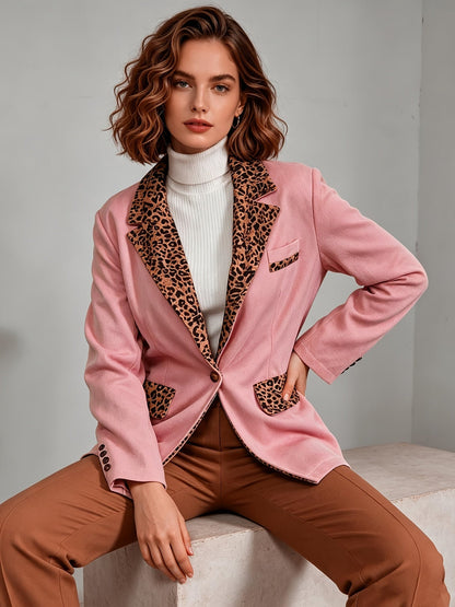 Clementine | Blazer ajusté en velours avec accents léopard