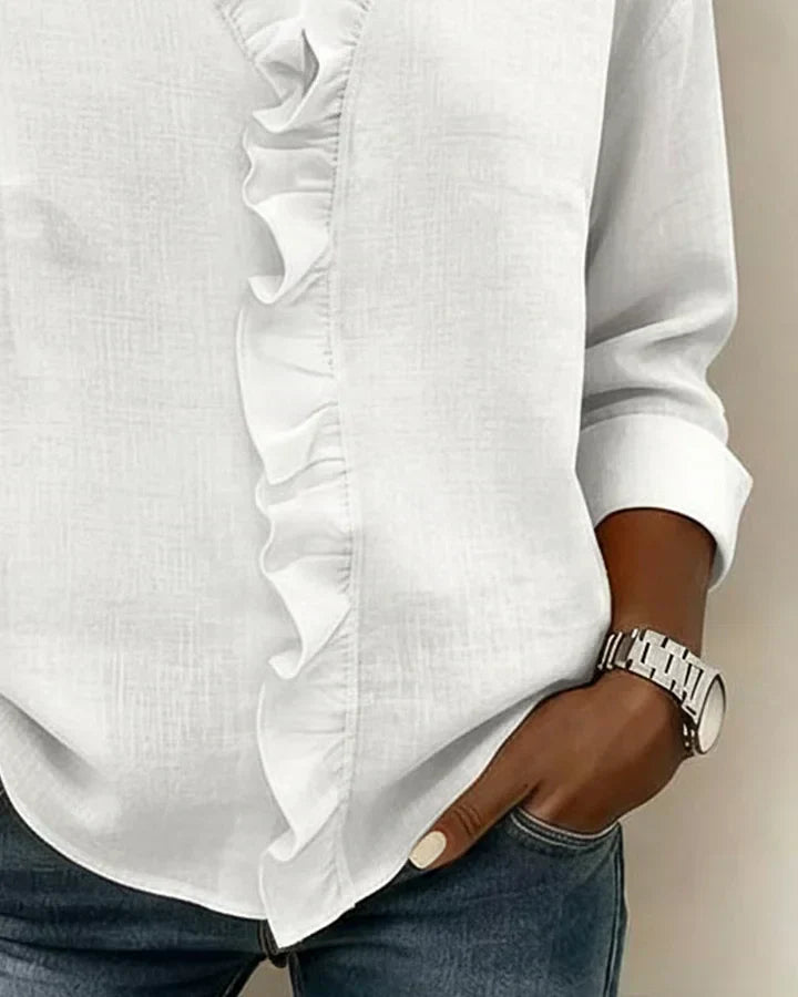 Claire – Blouse col V à volants