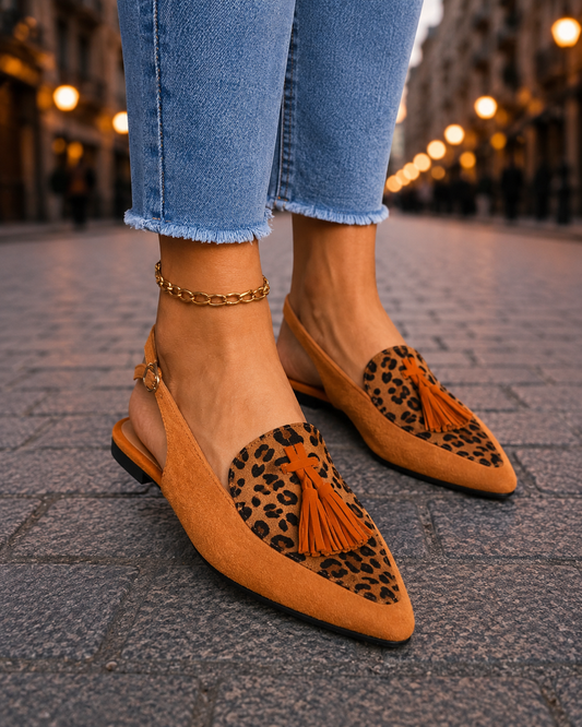 Sandales Mules Marisa à Talons Ouverts avec Franges