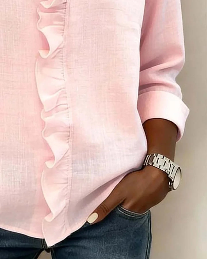 Claire – Blouse col V à volants