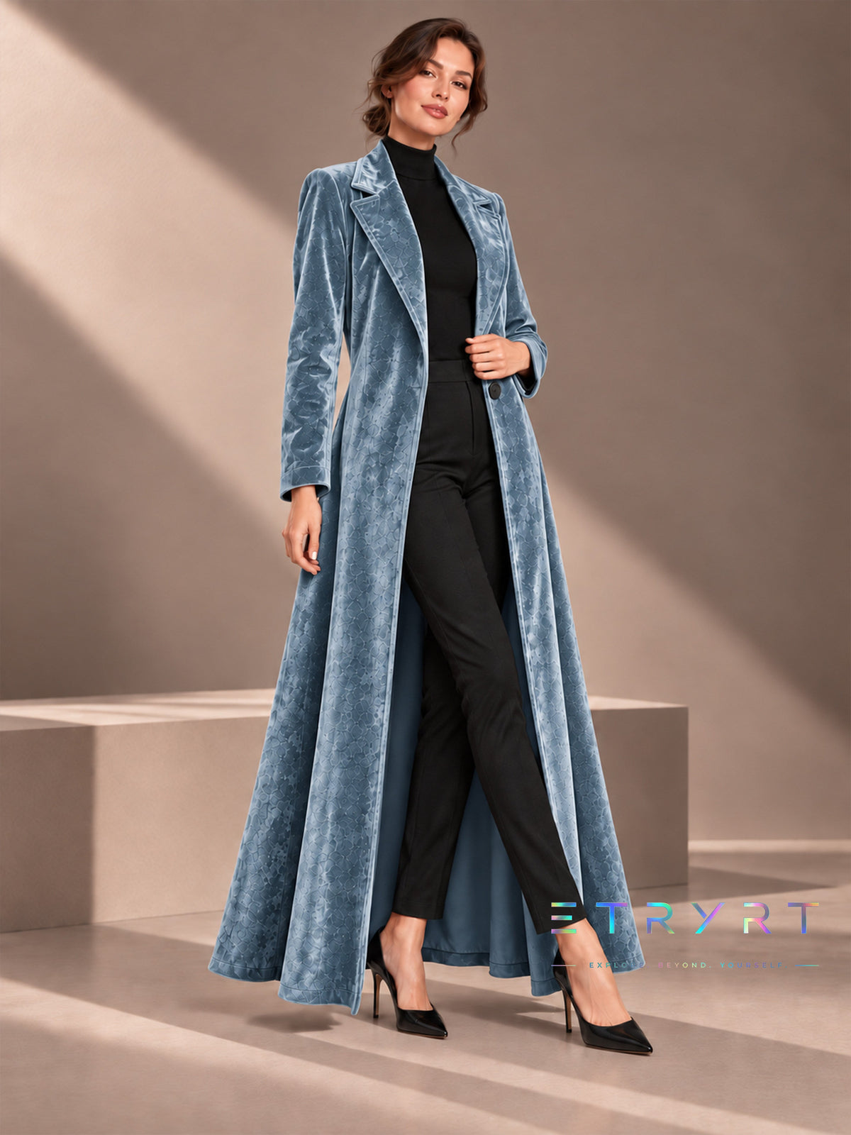 Beatrice | Long manteau ouvert en velours