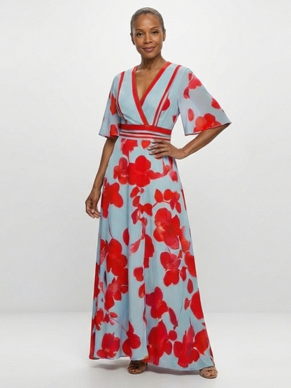 Corinne – Robe longue fleurie col V