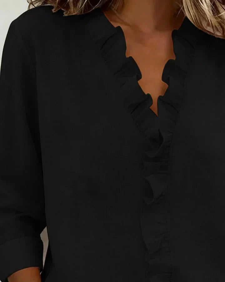 Claire – Blouse col V à volants