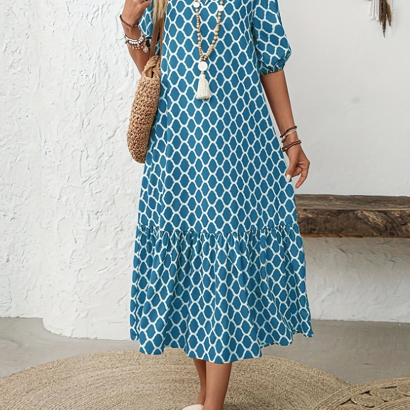 Rosalie – Robe midi fluide et confortable à motif élégant