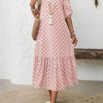 Rosalie – Robe midi fluide et confortable à motif élégant