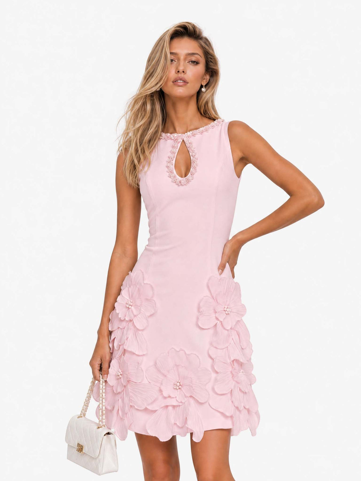 Robe Mini Élégante Sans Manches avec Détail Découpé