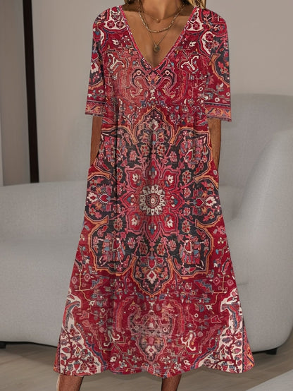 Camille – Robe fluide élégante à col V