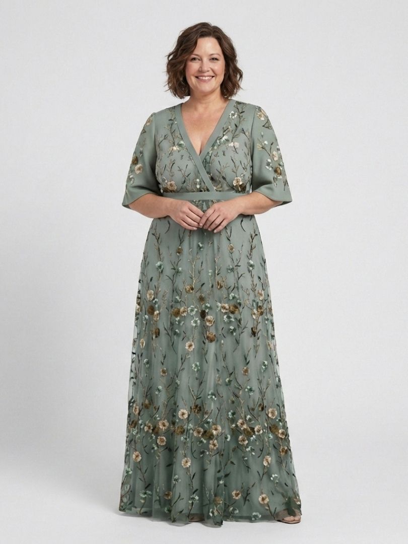Élodie – Robe longue fleurie col V