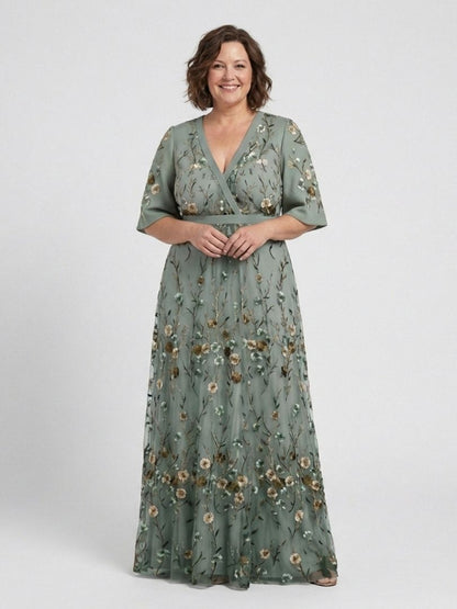 Melodi – Robe longue à fleurs avec col en V