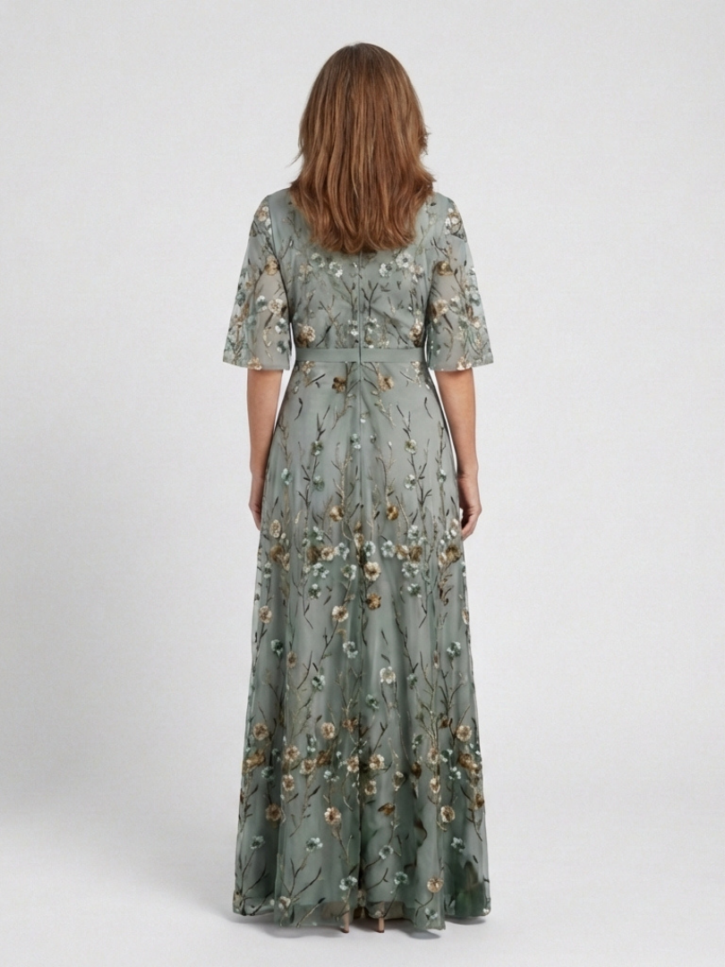Élodie – Robe longue fleurie col V