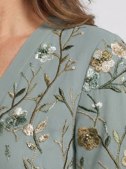 Camille | Robe longue fleurie à col V et manches courtes