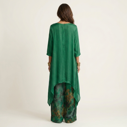 Asymmetrical Cotton-Satin Set
