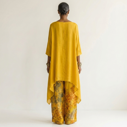 Asymmetrical Cotton-Satin Set