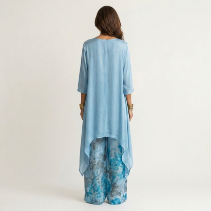 Asymmetrical Cotton-Satin Set
