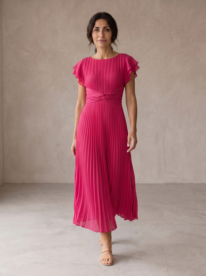 Seraphina | Élégante Robe Maxi Plissée avec Ceinture à Nouer