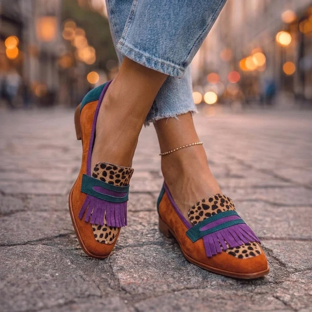 Bianca Fringed Leopard Print Moccasins