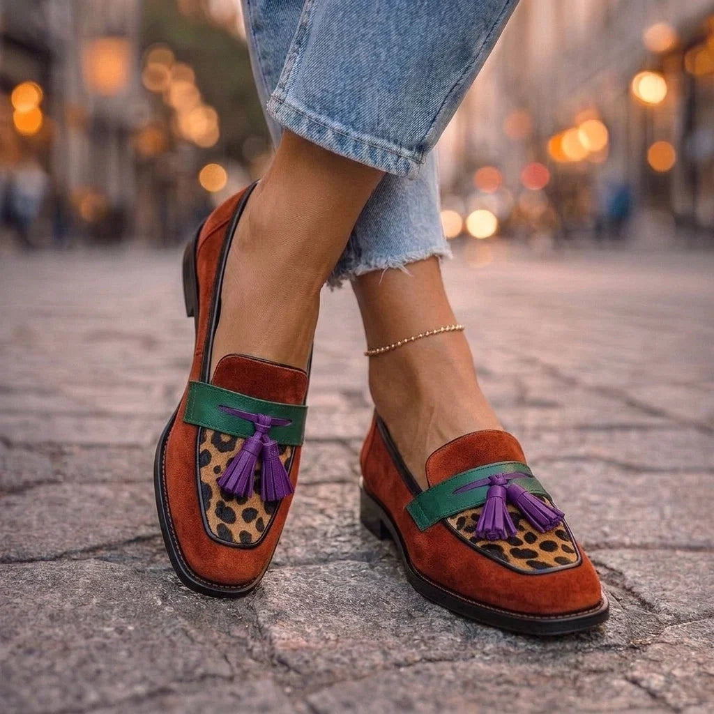 Chaussures Mocassins Noemi à Bout Carré avec Franges