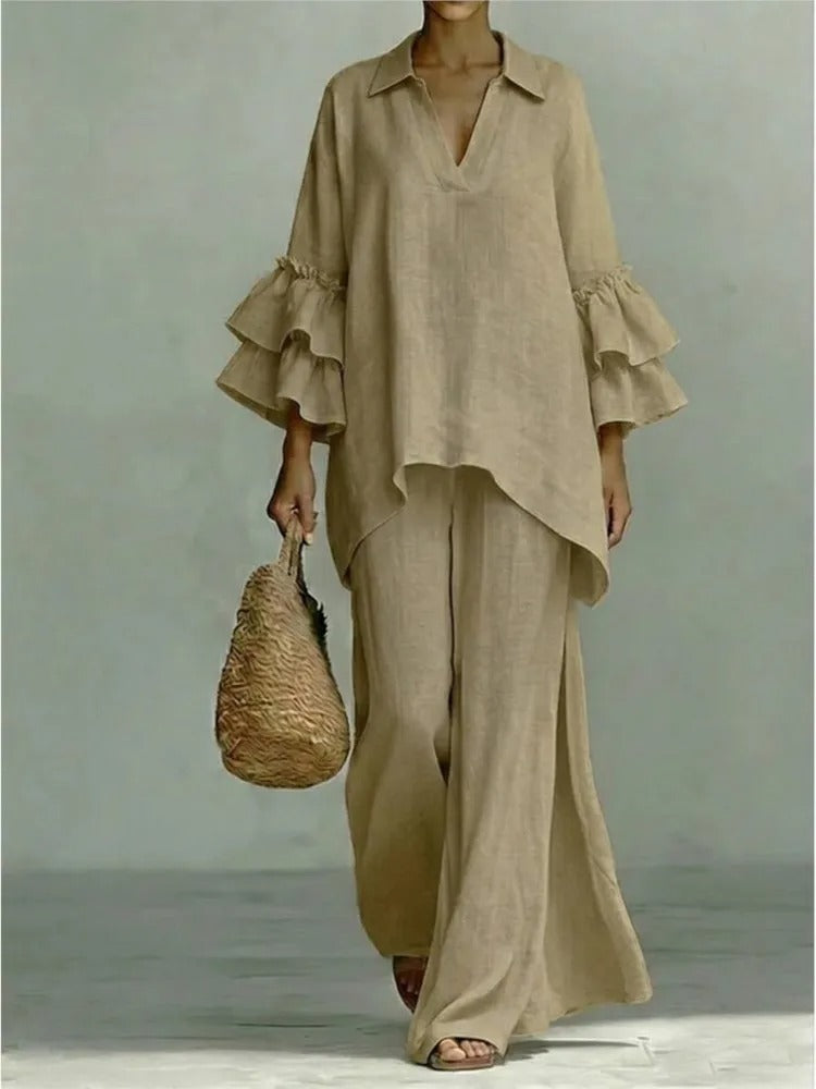 Ensemble Élégant en Coton et Lin Alba
