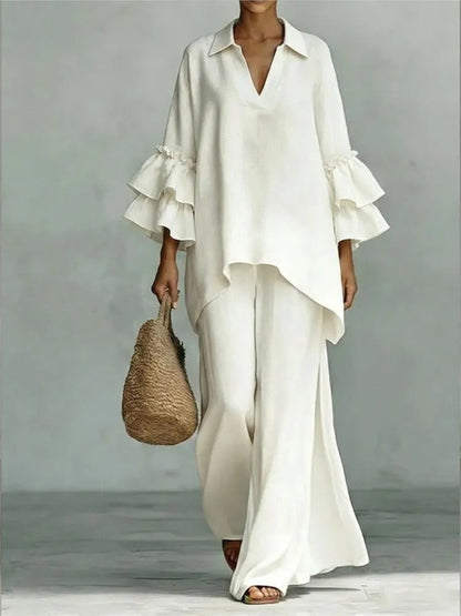 Ensemble Élégant en Coton et Lin Alba