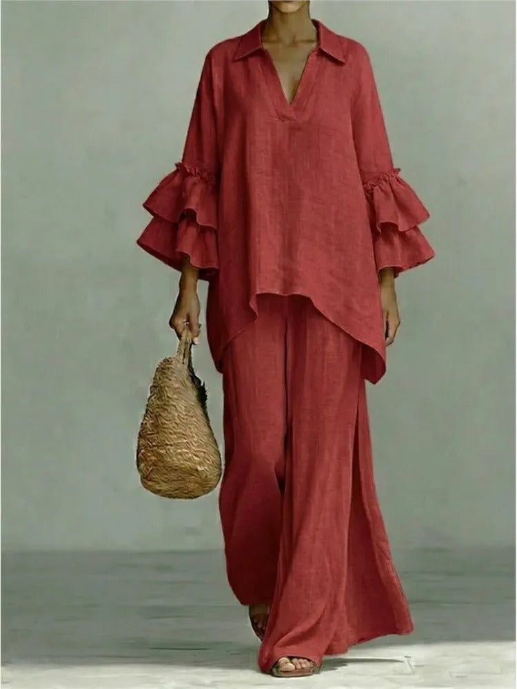 Ensemble Élégant en Coton et Lin Alba