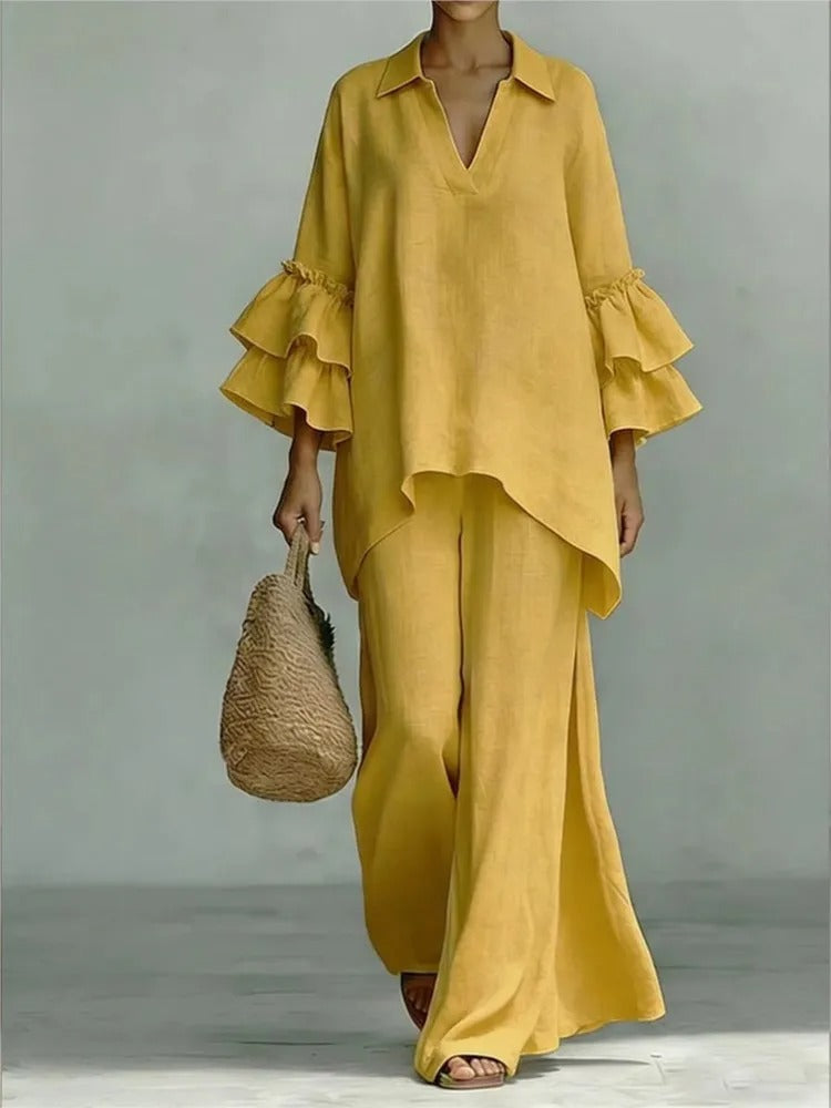 Ensemble Élégant en Coton et Lin Alba