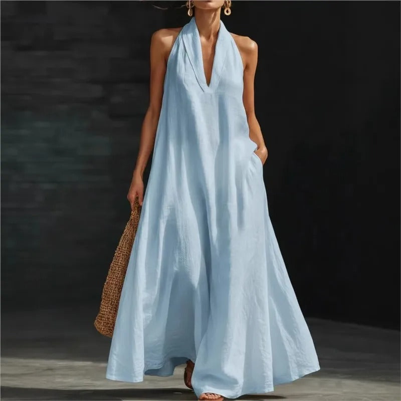Maxi Robe Clara en Coton et Lin à Bretelles