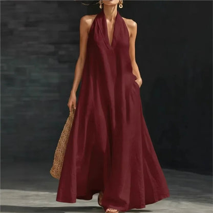 Maxi Robe Clara en Coton et Lin à Bretelles