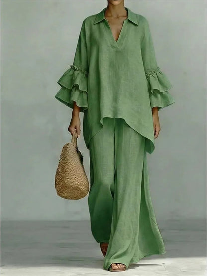 Ensemble Élégant en Coton et Lin Alba