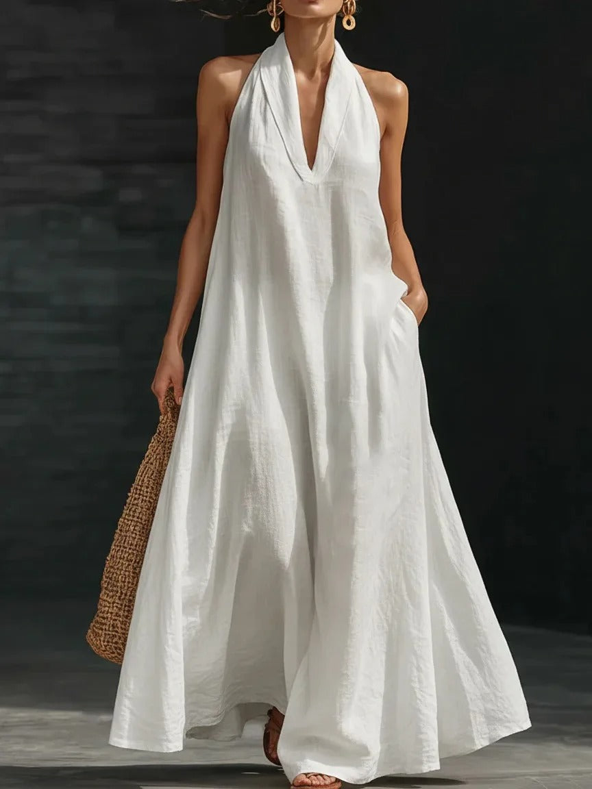 Maxi Robe Clara en Coton et Lin à Bretelles