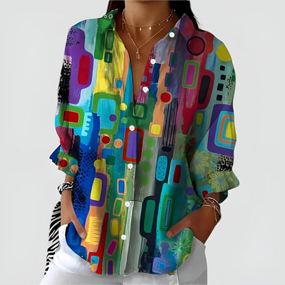 Edna - Blouse Géométrique Élégante