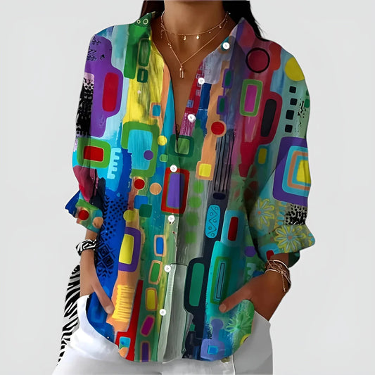 Edna - Blouse Géométrique Élégante