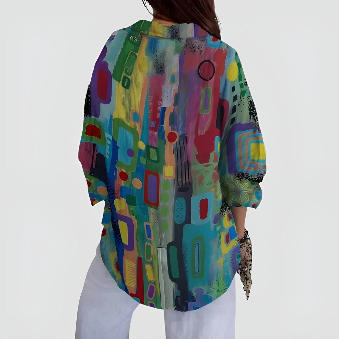 Edna - Blouse Géométrique Élégante