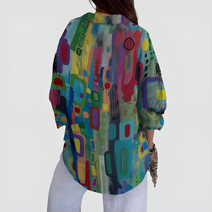 Edna - Blouse Géométrique Élégante