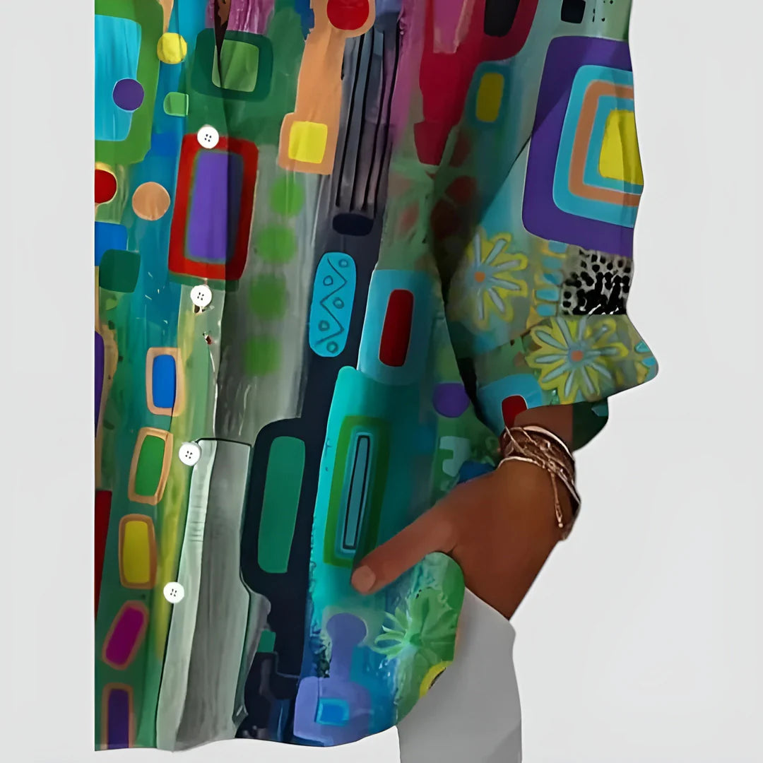 Edna - Blouse Géométrique Élégante