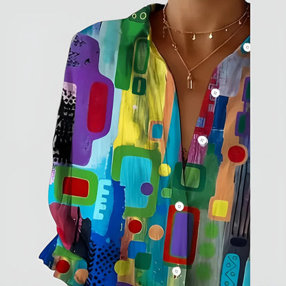 Edna - Blouse Géométrique Élégante