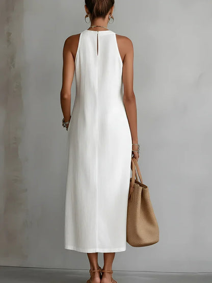 Robe Midi Élégante Valeria à Col Mao
